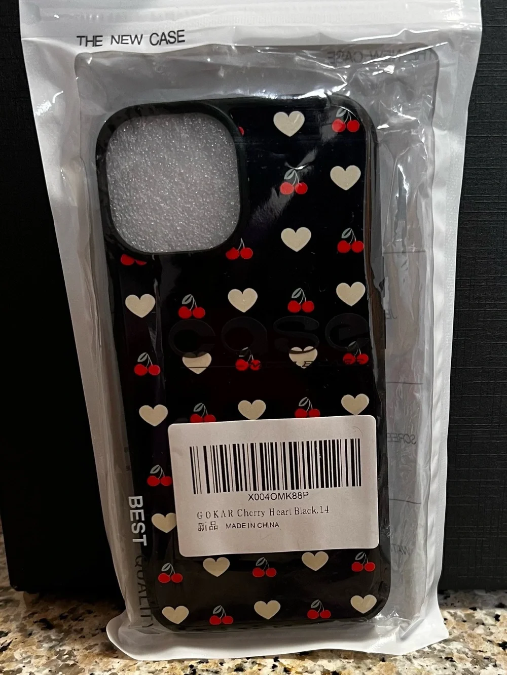 GOKAR Black Cherry Heart Phone Case for IPhone 14 New